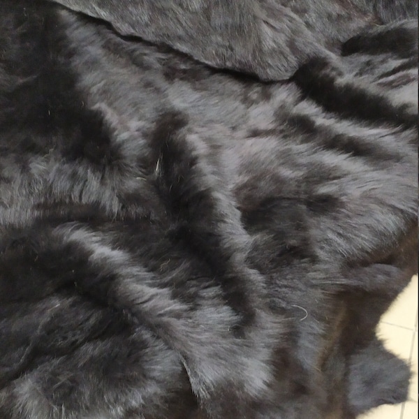 Real Coyote  fur blanket throw black color, Home warmer