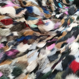 Real Fox fur blanket throw multicolor, Home warmer