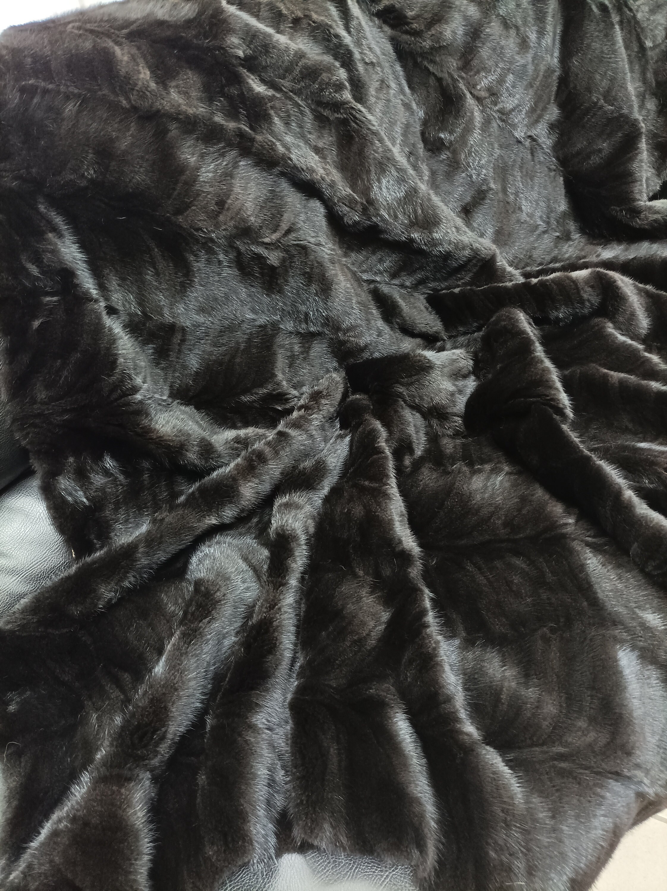 Real Mink Fur Blanket Throw Natural Black Color, Home Warmer Etsy