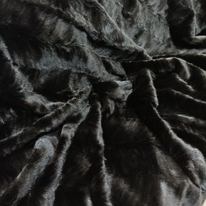 Real Mink fur blanket throw natural black color, Home warmer