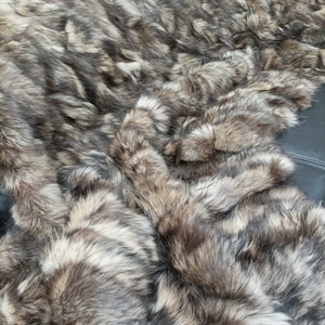 Real Finn racoonn fur blanket throw natural color, Home warmer