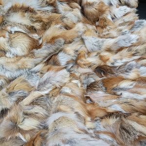 Real Fox fur blanket throw natural gold  color, Home warmer