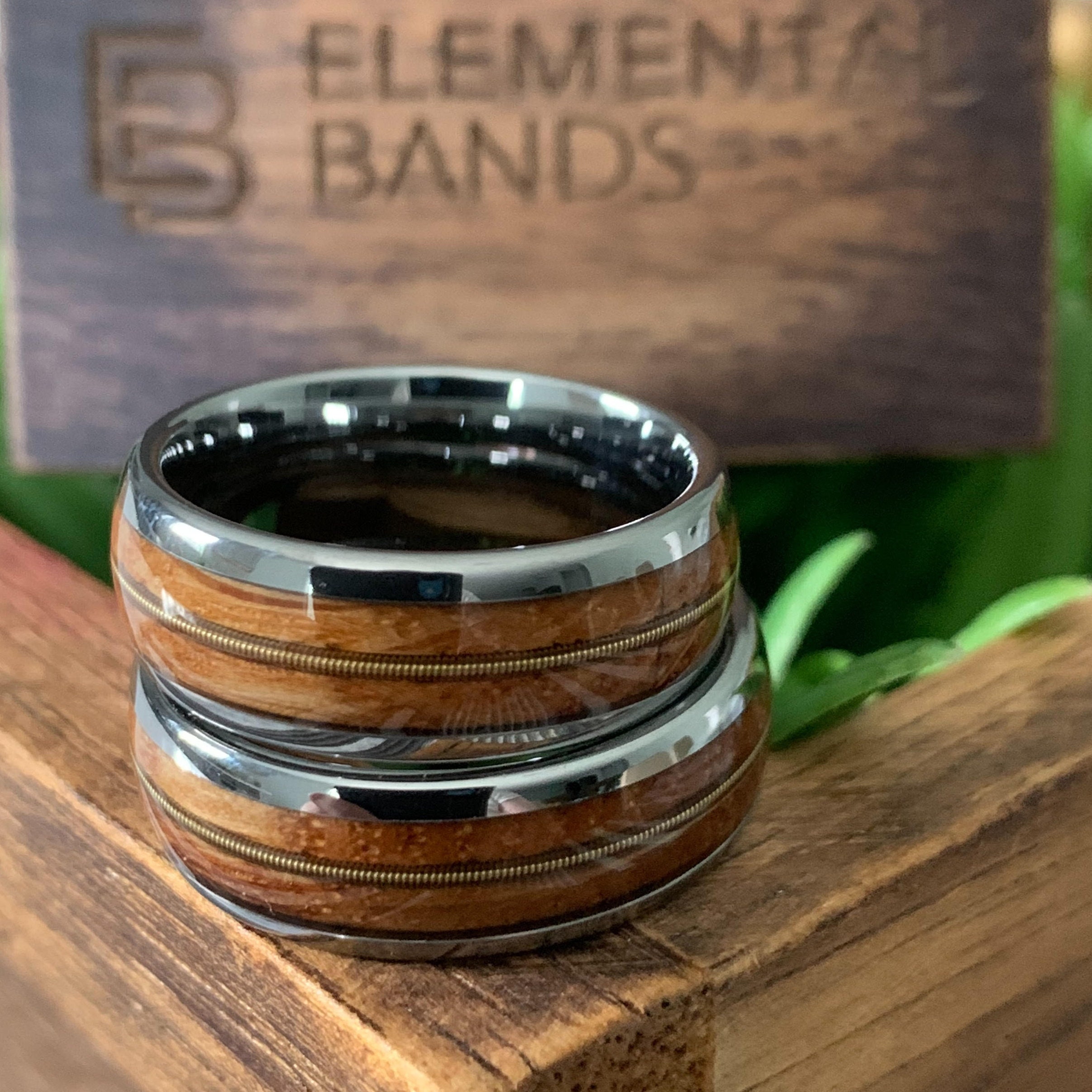 Guitar String Tungsten Ring Whiskey Barrel Silver Tungsten Etsy