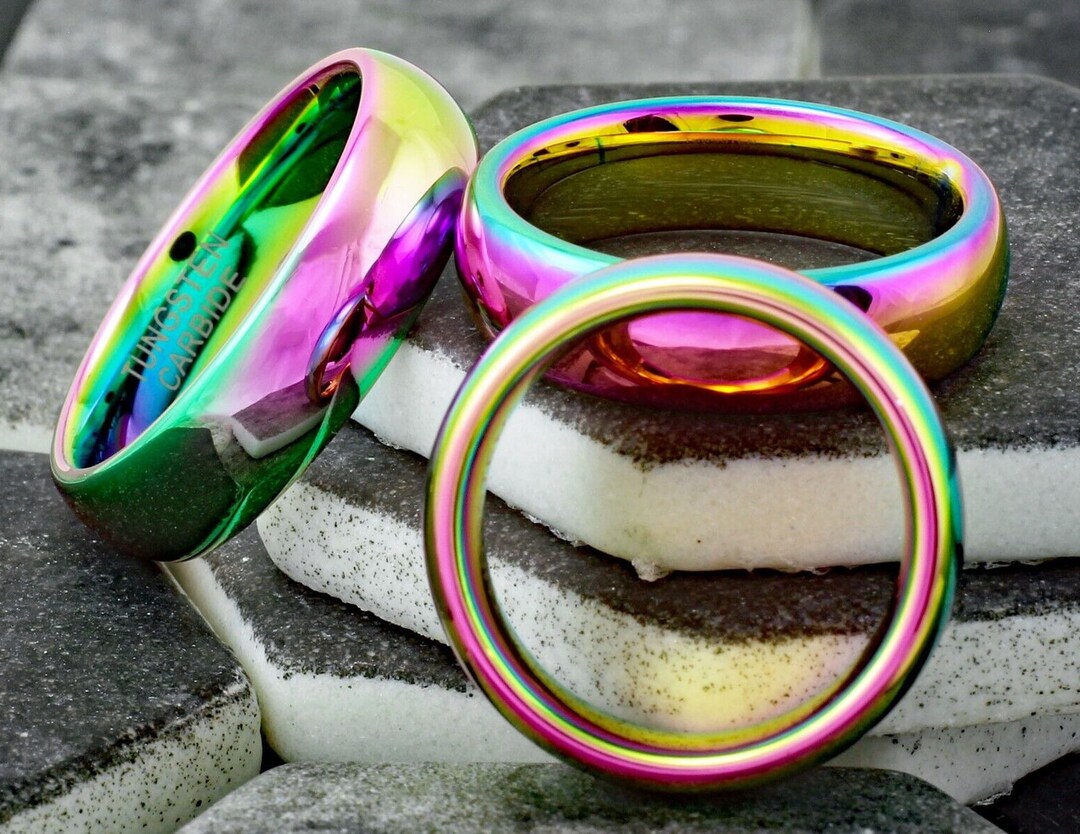 Gay Pride Ring Tungsten Pride Ring Tungsten Rainbow Ring Etsy