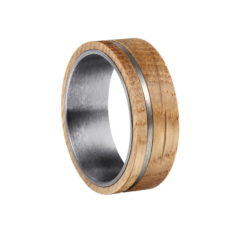 Whiskey Barrel Ring Gunmetal Silver Tungsten Wedding Band