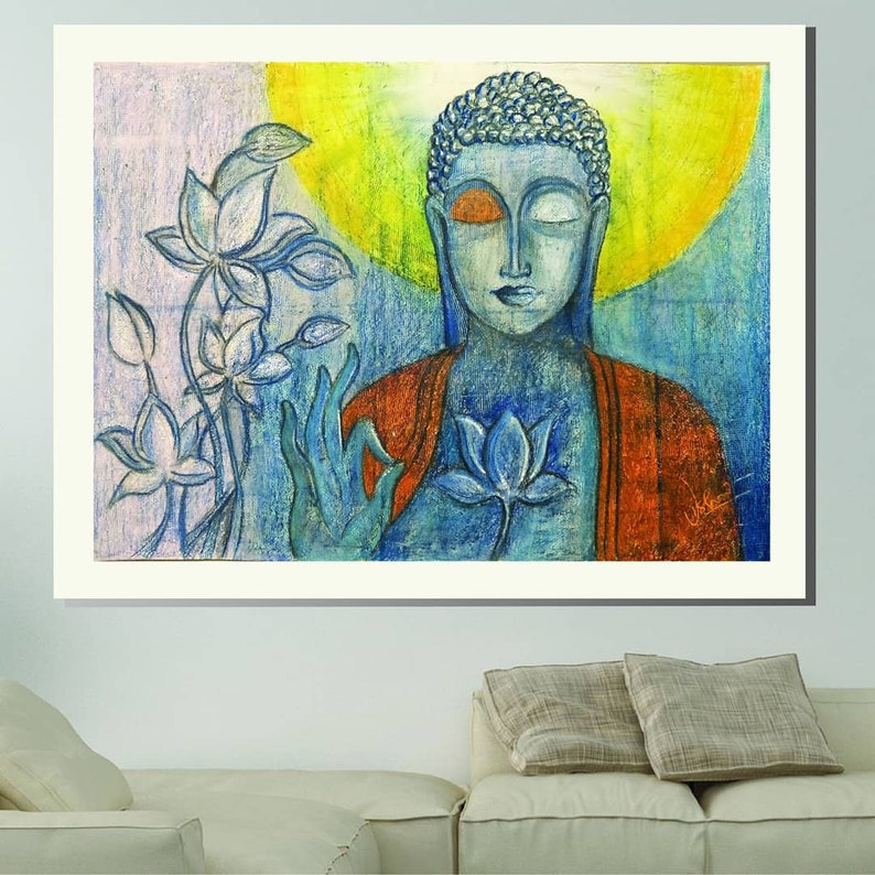 Lord Buddha Oil pastel Painting Etsy