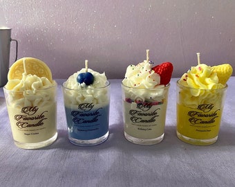 Dessert Scented Mini Candle Set: Birthday Cake, Blueberry Cheesecake