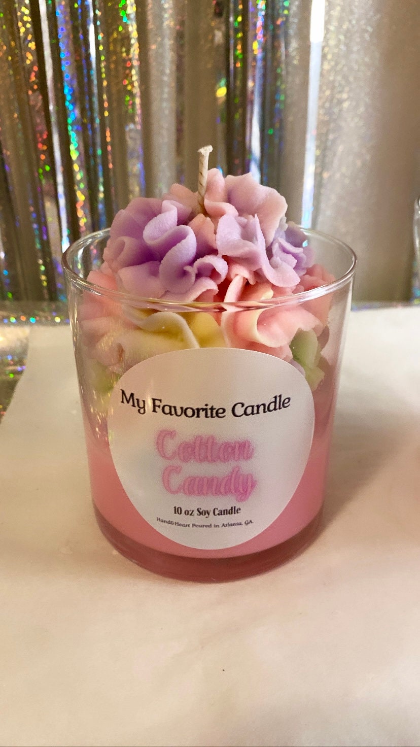 Sweetie - Cotton Candy Scented Soy Candle with Rainbow Quartz