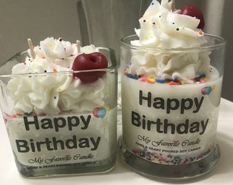 Happy Birthday Candle, Birthday Candles, Sprinkles, Soy Wax, Dessert Candle, Gifts, For Her, For Him, Candles, Cake Candle, Birthday Cake