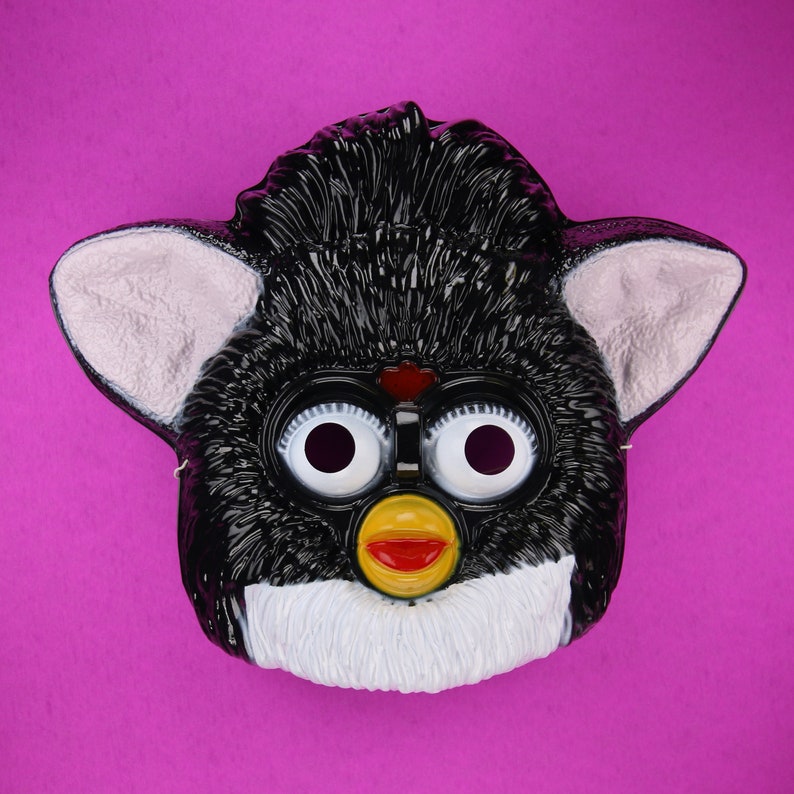 Vintage Black Furby Plastic Halloween Mask Tiger Electronics image 2