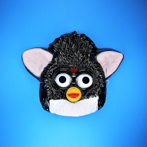 Vintage Black Furby Plastic Halloween Mask Tiger … - image 4