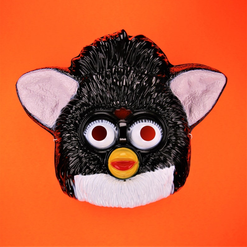 Vintage Black Furby Plastic Halloween Mask Tiger Electronics image 1