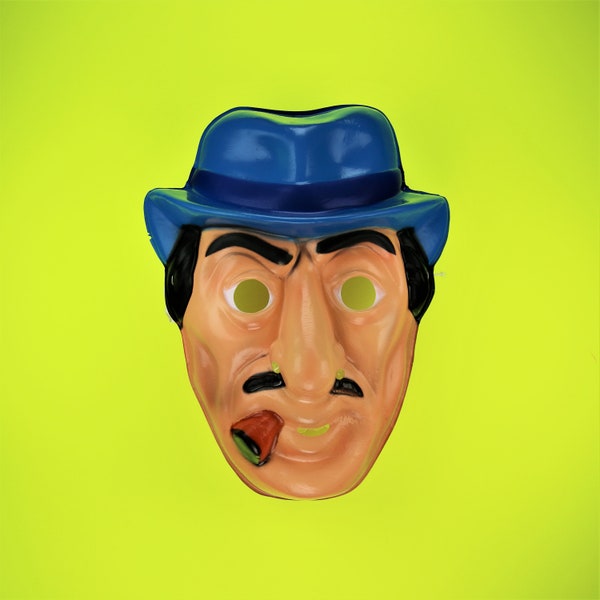 Vintage Ben Cooper Dick Tracy Big Boy Halloween Mask Disney Mob Boss Mafia Gangster