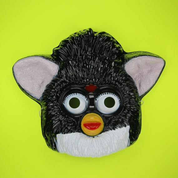 Vintage Black Furby Plastic Halloween Mask Tiger … - image 3