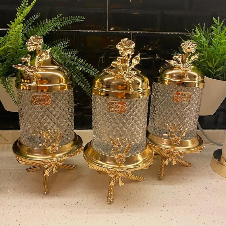 Gold Canister Set for Kitchen Storage Jars Mason Jar Etsy