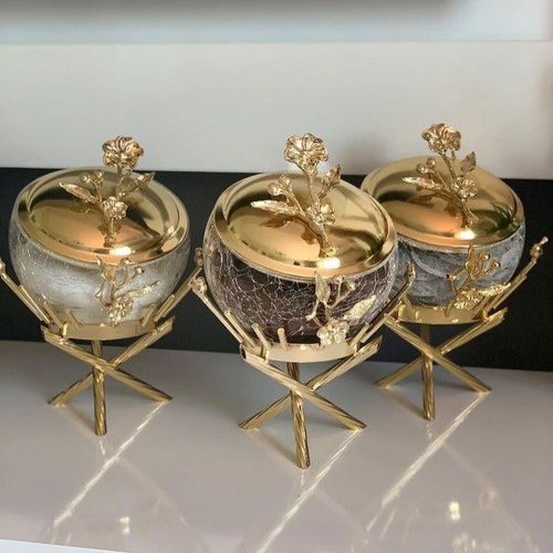 Gold Canister Set for Kitchen Storage Jars Mason Jar Etsy