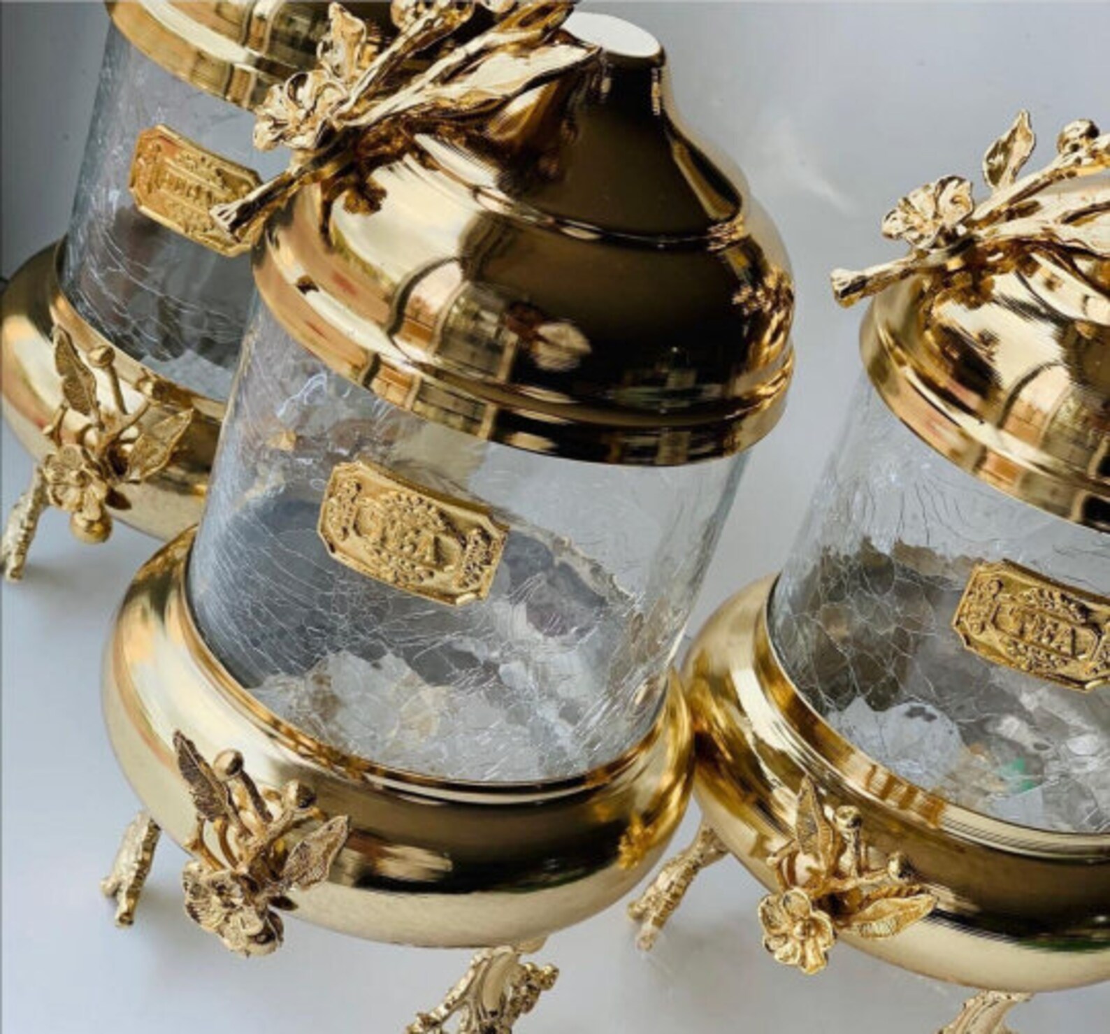 Canister Sets for Kitchen Gold Kitchen Decor Spice Jars With Etsy