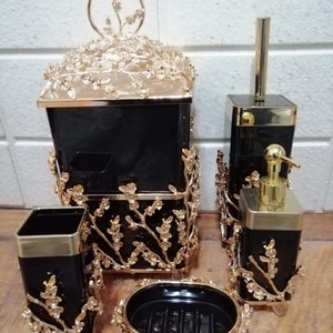 Gold Bathroom Set Gold Decor Bathroom Set Trash Can Soap - Etsy