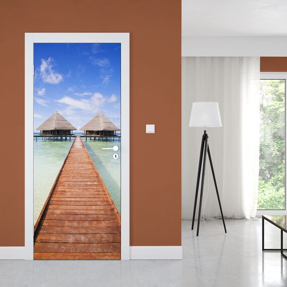 Tropical Resort Door Mural Beach Door Decal Home Decor Etsy