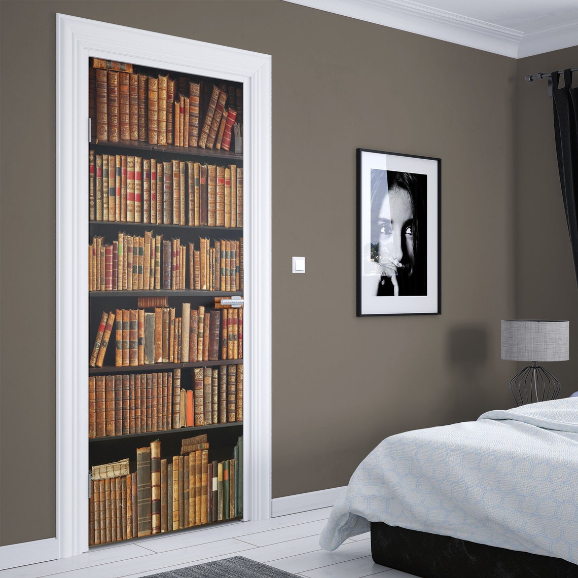 Bookshelf Door Mural Book Lovers Door Decal Reading Room Etsy