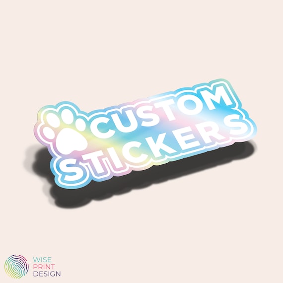 50 Custom Die Cut Holographic Stickers Pack. Your Custom Vinyl