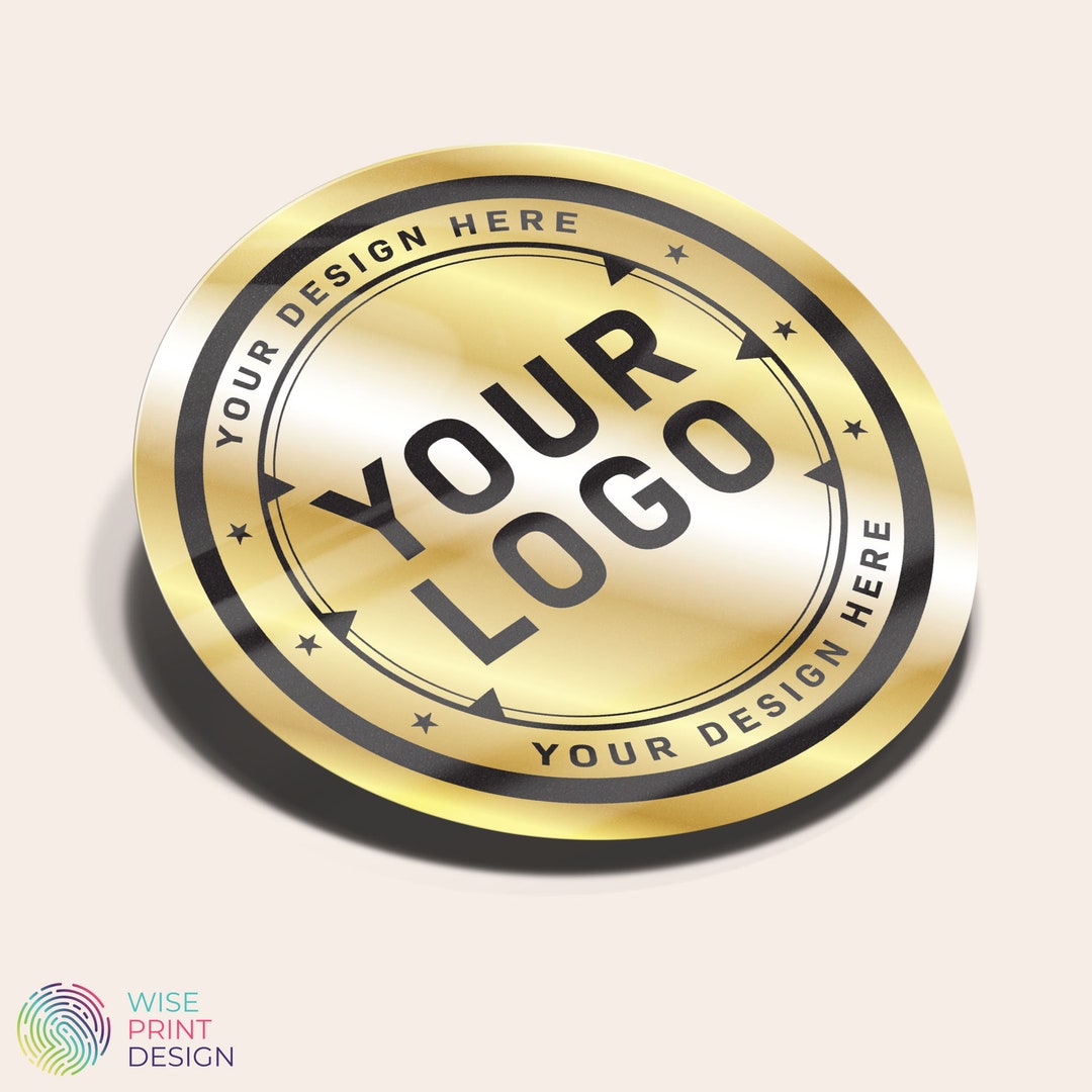 50 Custom Die Cut Gold Metallic Vinyl Stickers Pack. Your Custom