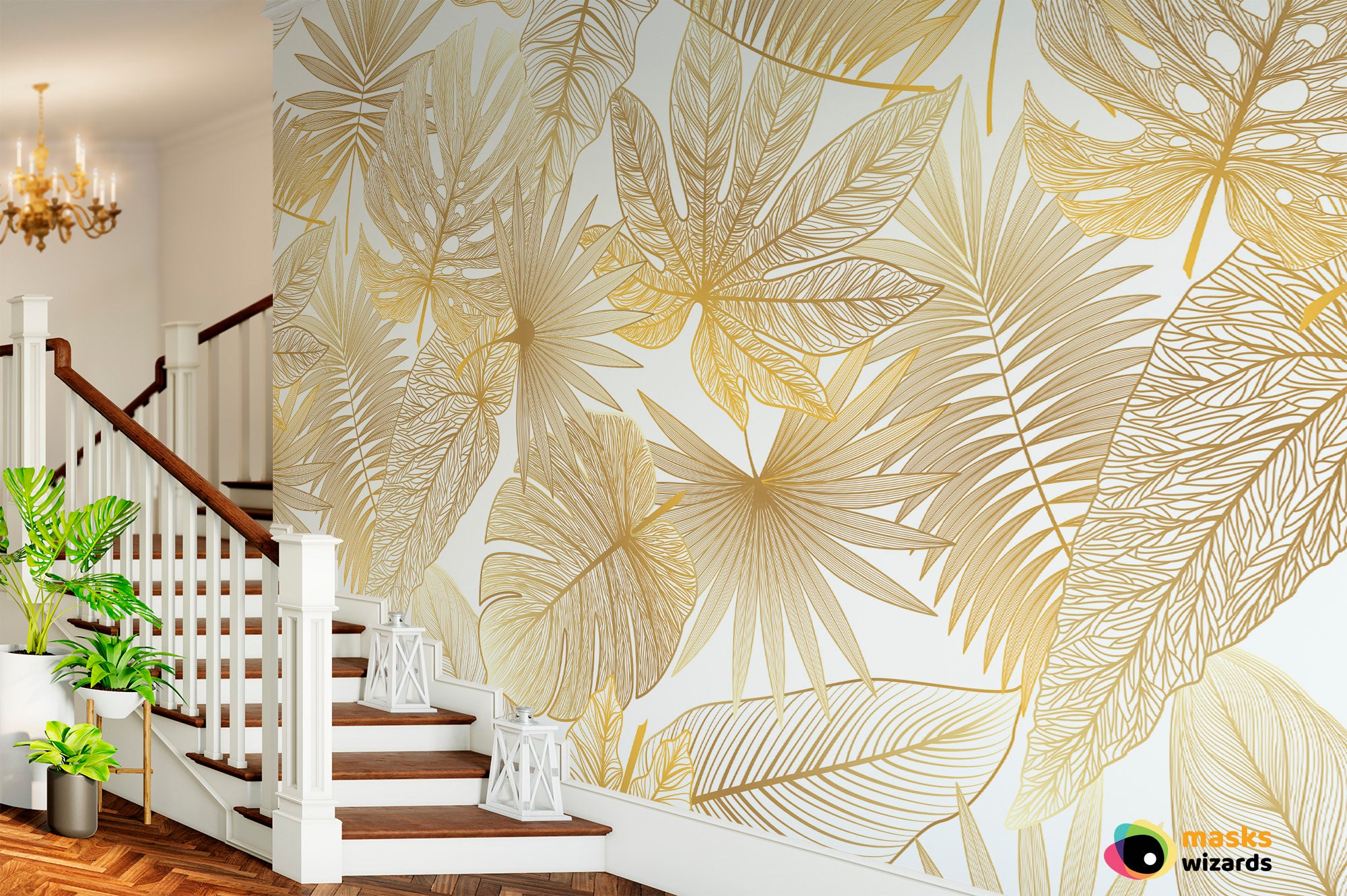 Gouden bladeren behang elegant thema verwijderbaar peel en - Etsy Nederland