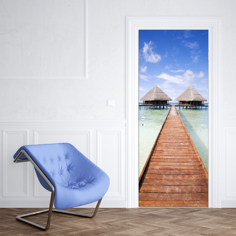Tropical Resort Door Mural Beach Door Decal Home Decor Etsy