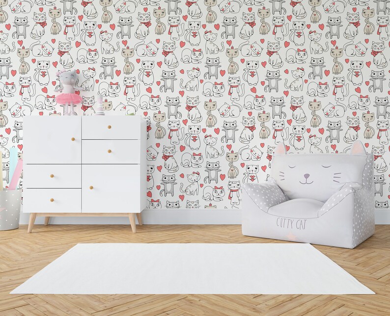 Cutie Cats Themed Removable Peel and Stick Wall Paper For | Etsy