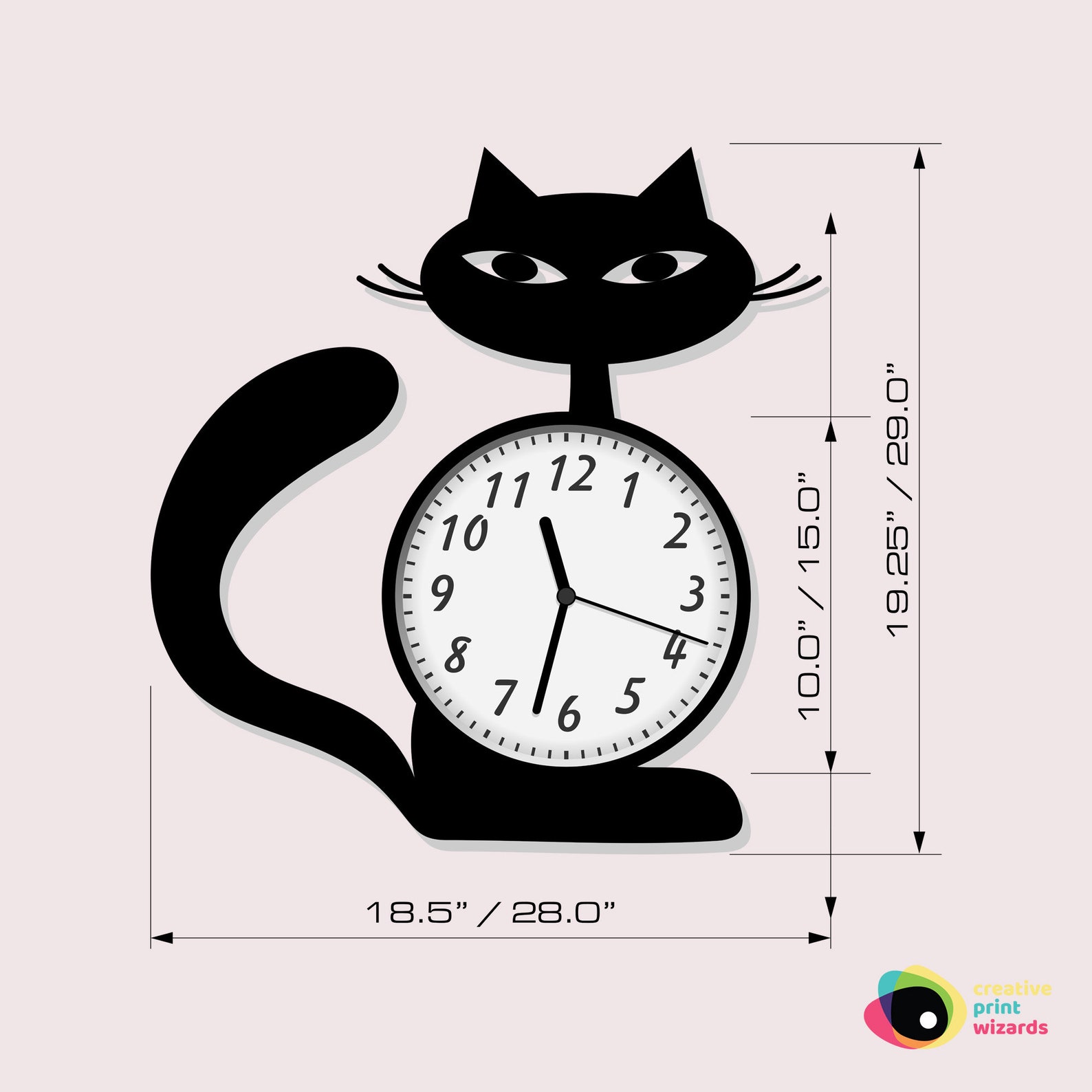 Black or White Kitty Cat Wall Clock Fun Wall Decor Creative Etsy