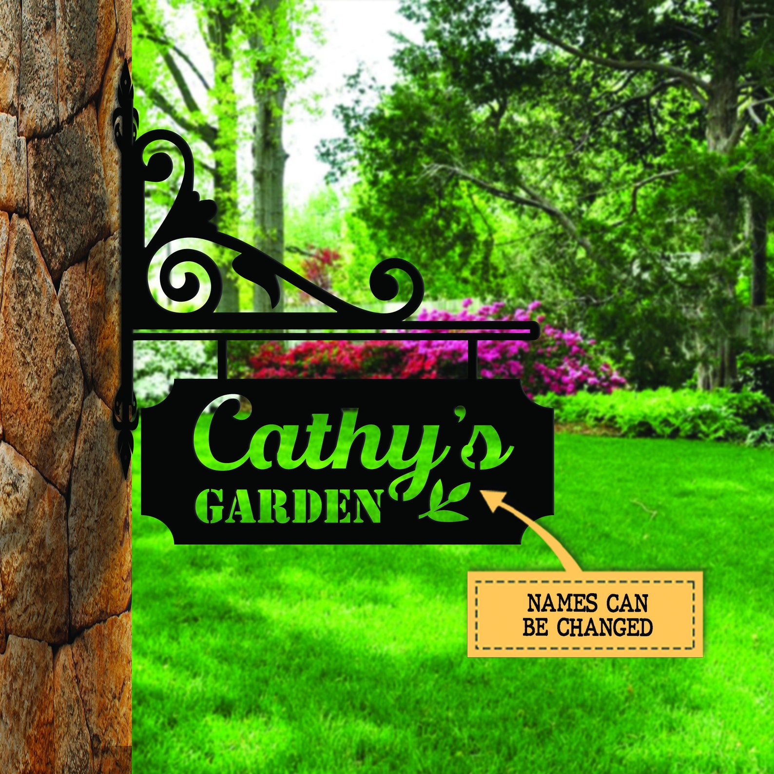 Bracket Hanging Sign Personalized Garden Bracket Sign Custom Etsy