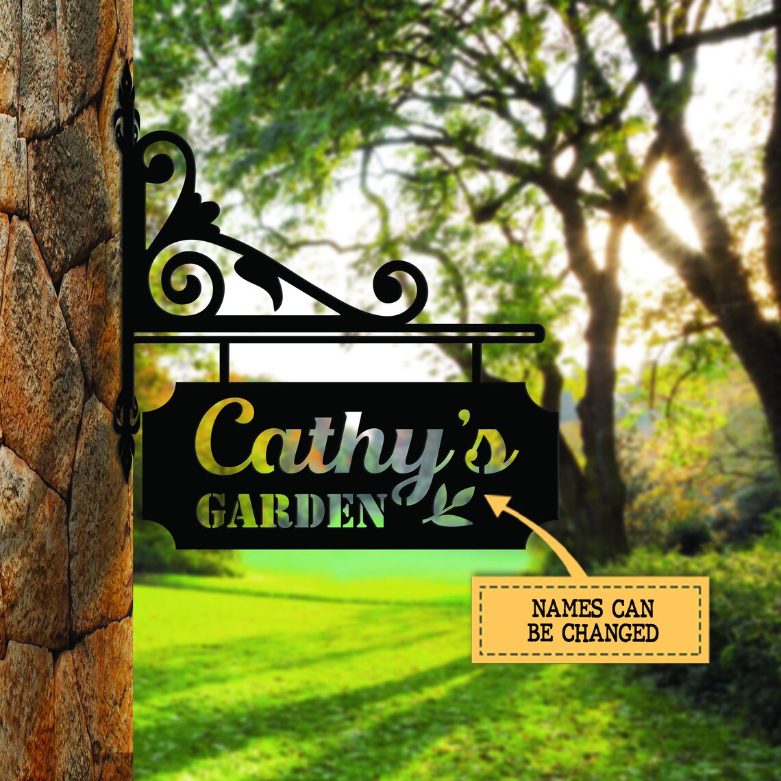 Bracket Hanging Sign Personalized Garden Bracket Sign Custom Etsy