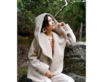 Unisex Teddy Fleece Coat, boa coat, <Cream> warm cosy stylish coat