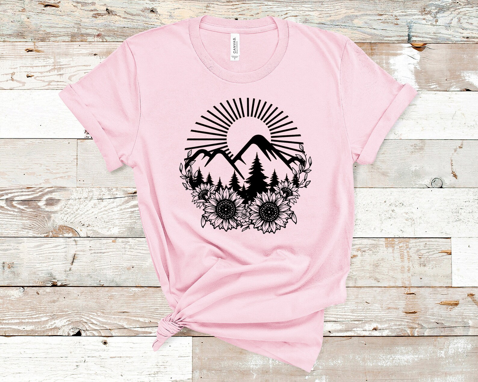 Mountain Shirt Floral Mountain Graphic Shirt Camping | Etsy