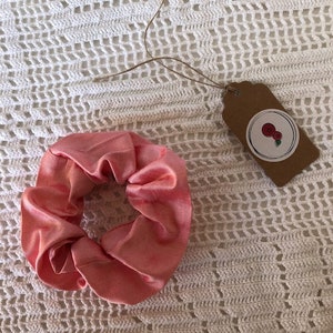 Raw silk scrunchie,  hair accessories, bracelet, flamingo pink scrunchie
