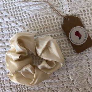 Scrunchie de seda cruda, accesorios para el cabello, pulsera, scrunchie crema marfil