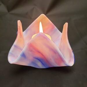 Blue + Red Makes Purple Candle Holder, Folded Colorful Glass Votive