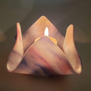 Blue + Red Makes Purple Candle Holder, Folded Colorful Glass Votive