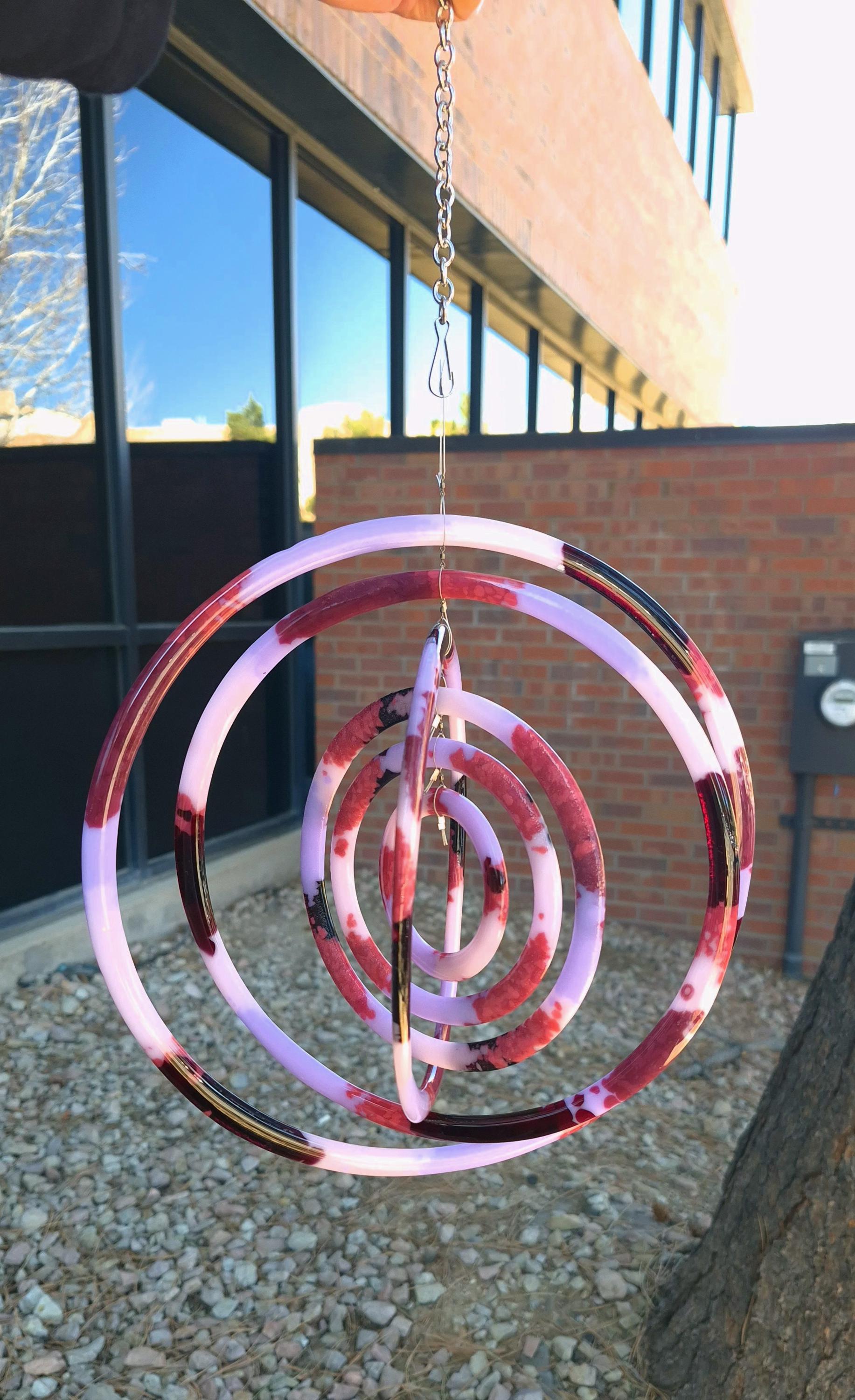 Bright Pinks & Purples Kinetic Art Spinner, Colorful Concentric Rings ...