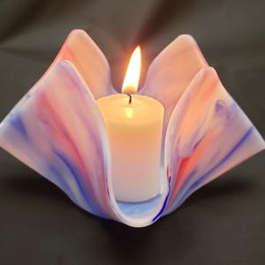 Blue + Red Makes Purple Candle Holder, Folded Colorful Glass Votive
