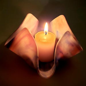 Blue + Red Makes Purple Candle Holder, Folded Colorful Glass Votive