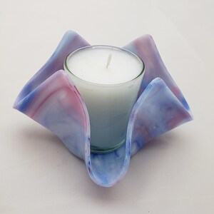 Blue + Red Makes Purple Candle Holder, Folded Colorful Glass Votive