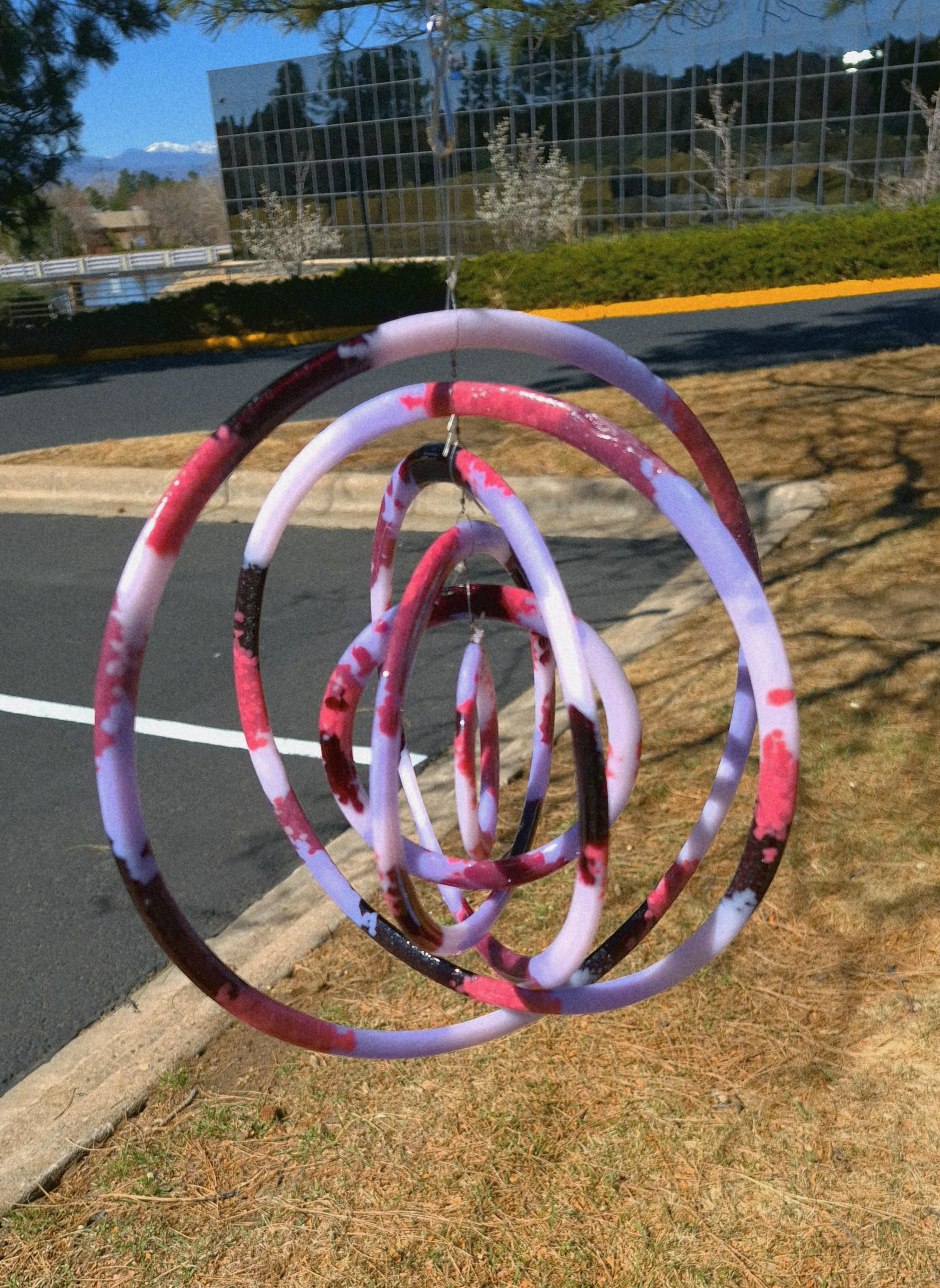 Bright Pinks & Purples Kinetic Art Spinner, Colorful Concentric Rings ...