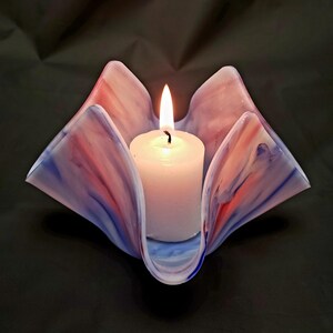 Blue + Red Makes Purple Candle Holder, Folded Colorful Glass Votive