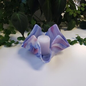 Blue + Red Makes Purple Candle Holder, Folded Colorful Glass Votive