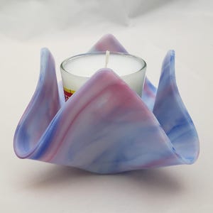 Blue + Red Makes Purple Candle Holder, Folded Colorful Glass Votive