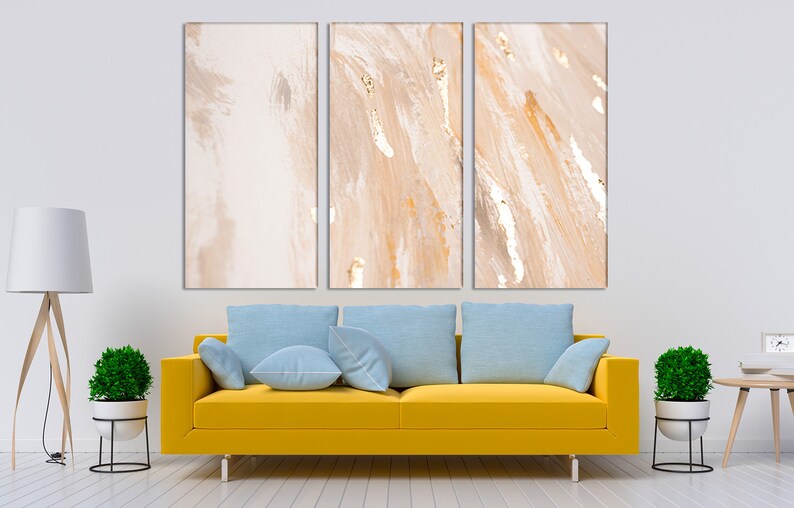White Gold Marble Wall Art Modern Home Decor Living Room Wall Etsy