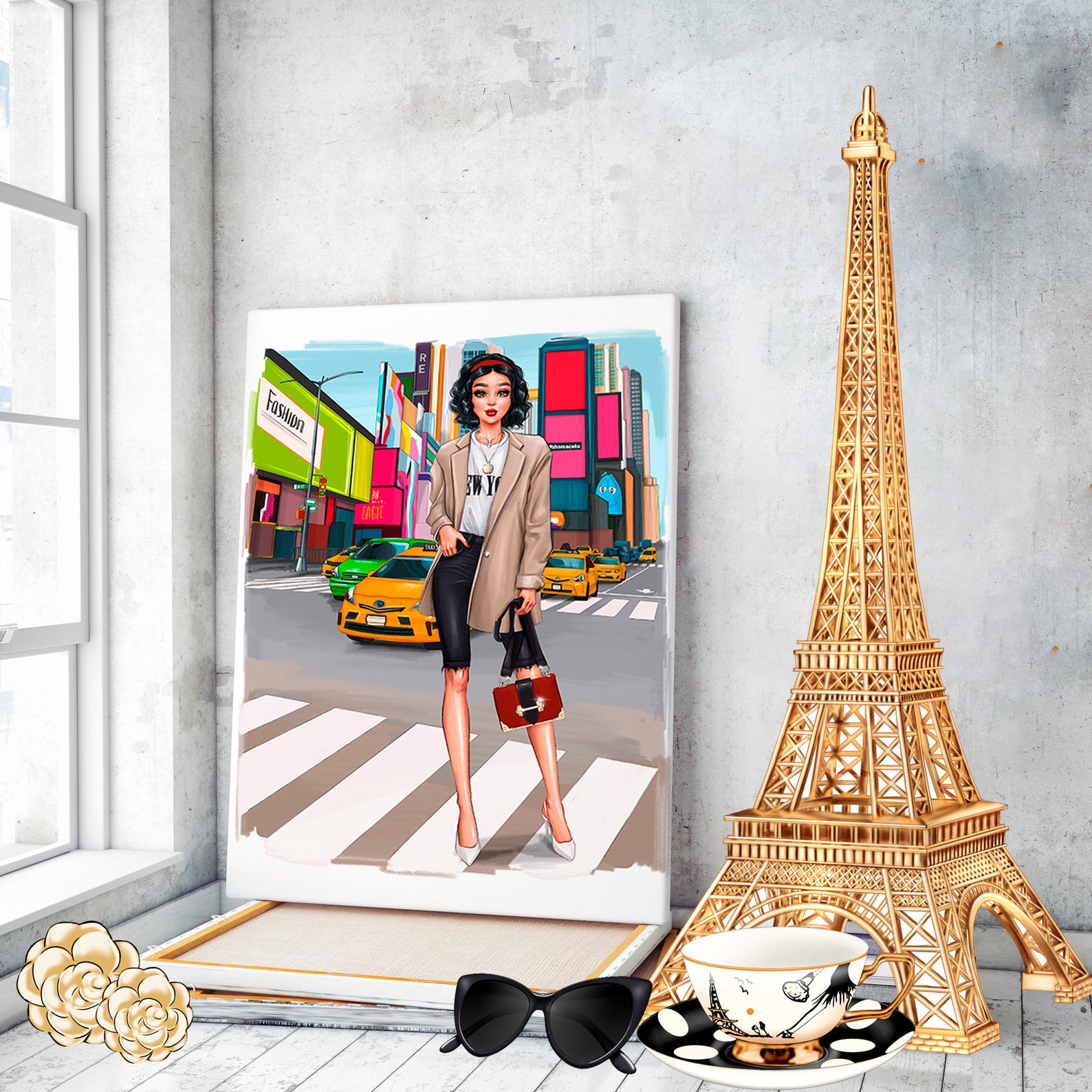 Fashion Canvas Art Fashion Girl Print Fashion Girl Art Fashion Etsy