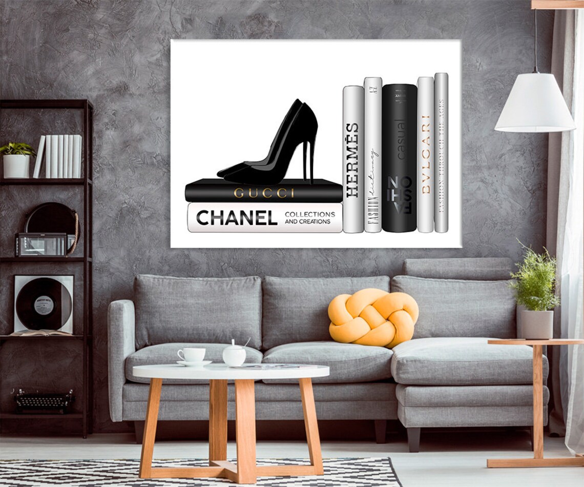 Shoes wall art Shoes print Shoes canvas Shoes decor Fashion Etsy