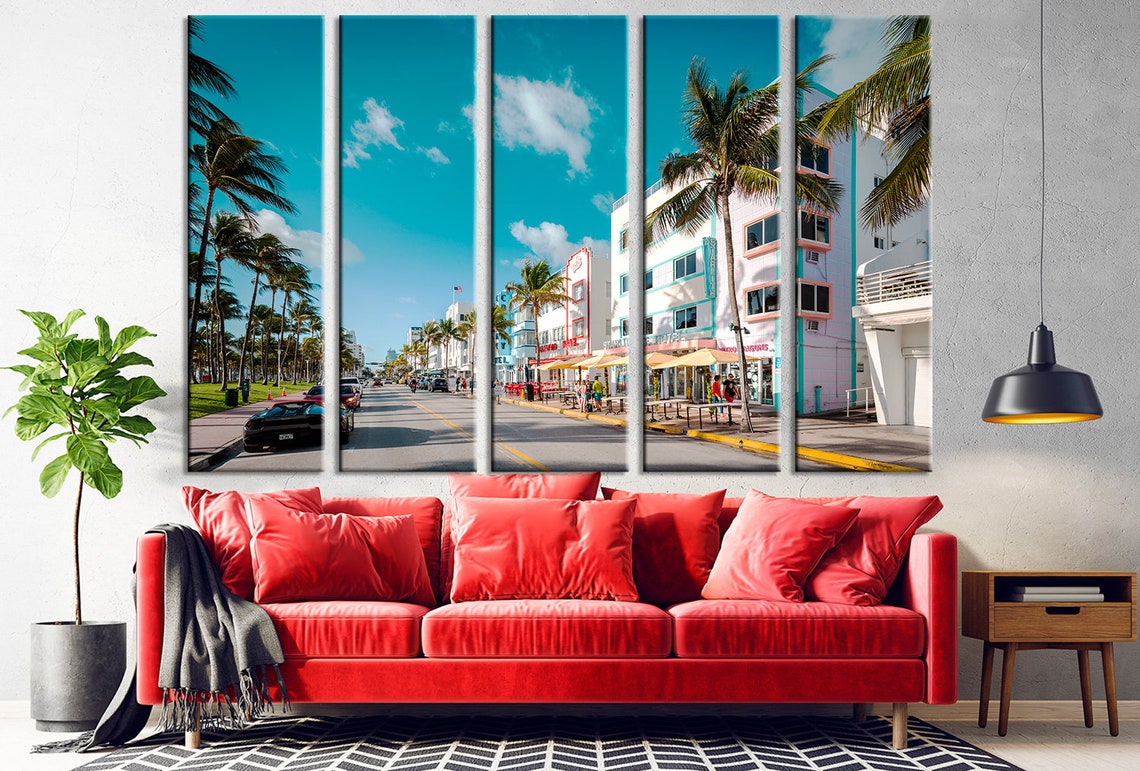 Miami Beach wall art Ocean drive print Florida wall decor USA | Etsy
